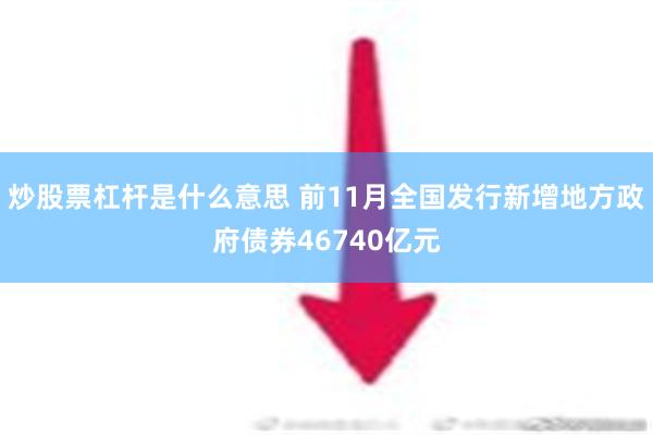 炒股票杠杆是什么意思 前11月全国发行新增地方政府债券46740亿元