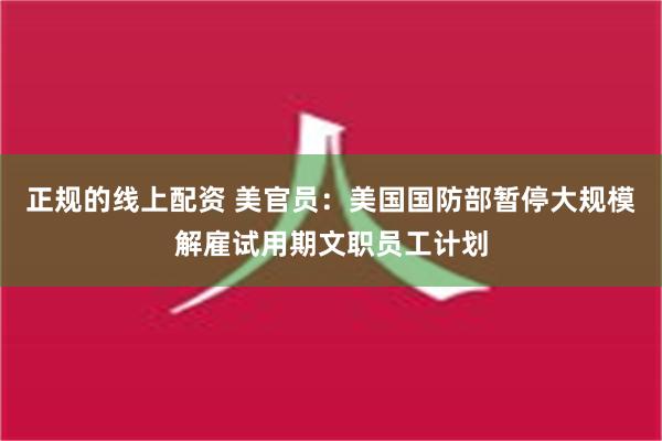 正规的线上配资 美官员：美国国防部暂停大规模解雇试用期文职员工计划